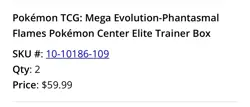 PRESALE 2x Pokemon Center Phantasmal Flames ETBs CONFIRMED PREORDER PKC - Image 3