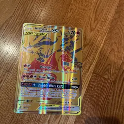 POKEMON JUMBO GOLD Reshiram & Charizard GX SM247 Oversized Promo Card - Image 1