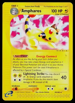 Pokemon Card - Ampharos Expedition 34/165 Rare Non Holo - Image 1