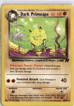 Pokemon TCG Dark Primeape Team Rocket 43/82 Regular Trading Card TCG - Image 1