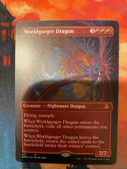 MTG Dominaria Remastered Worldgorger Dragon & Gemstone Mine Borderless - Image 1