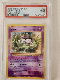 Pokemon! PSA 9 Mew 53/108 - Holo Foil - 2016 XY Evolutions - Mint - Image 1
