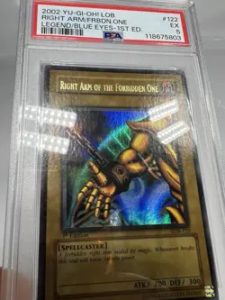Yu-Gi-Oh! Right Arm the Forbidden One Legend of Blue Eyes 1st Ed LOB WAVY PSA 5 - Image 3