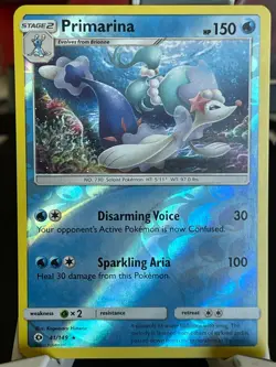 POKEMON PRIMARINA 41/146 RARE REVERSE HOLOFOIL SUN & MOON BASE NM CARD - Image 1