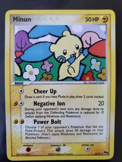Minun 4/17 Holo Rare Pokemon TCG Card POP Series 3 Very LP to Near Mint LP-NM - Image 1