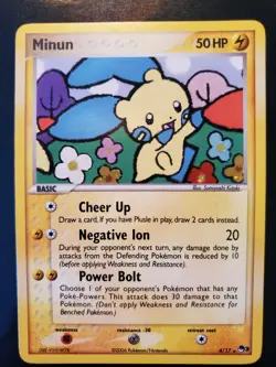 Minun 4/17 Holo Rare Pokemon TCG Card POP Series 3 Very LP to Near Mint LP-NM - Image 2