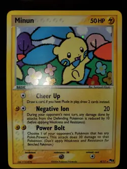 Minun 4/17 Holo Rare Pokemon TCG Card POP Series 3 Very LP to Near Mint LP-NM - Image 3