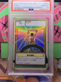 PSA 10 Zoro W01 Holo Assault on Baroque Works One Piece Japanese Card 2002 Pop1 - Image 1
