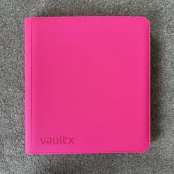 Vault X Neon Pink Exo Tec Zip Binder 12 Pocket with Prismatic Evolution Cards - Image 1