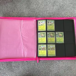 Vault X Neon Pink Exo Tec Zip Binder 12 Pocket with Prismatic Evolution Cards - Image 3