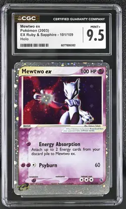 CGC 9.5 MINT+ Mewtwo ex 2003 EX Ruby & Sapphire 101/109 Holo Pokemon Card - Image 1