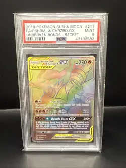 Pokemon Charizard & Reshiram GX Unbroken Bonds Secret Rare FA 217/214 - PSA 9 - Image 2