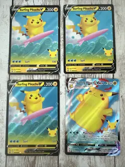 Surfing Pikachu V & Vmax - Pokemon TCG Celebrations Lot X4 - Image 1