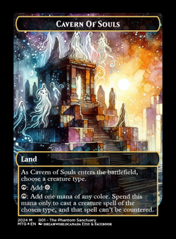 Custom Art Cavern of Souls, s33 black core, UMA CLB DSK MTG MH3 Commander - Image 1