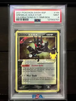 2021 Greninja Gold Star Pokemon TCG SWSH144 Celebrations ETB PSA 9 MINT Promo - Image 1