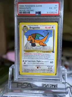 1999 POKEMON GAME MOVIE PROMO #5 DRAGONITE PSA 6 - Image 1