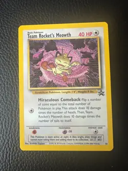 Team Rocket's Meowth 18 WOTC Black Star Promo Pokemon - Image 1