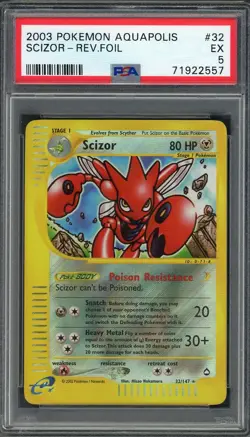 PSA 5 Scizor Aquapolis 32/147 Reverse Holo Pokemon Card B5 - Image 1