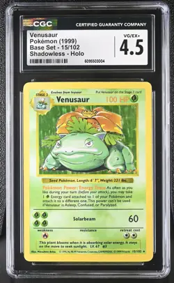 CGC 4.5 Venusaur 15/102 Shadowless Holo Base Set Pokemon Card - Image 1