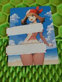 May Trainer Goddess Anime Waifu Poke Double Sided Trading Card PEEKA BOO - Image 1