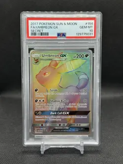 2017 POKEMON SUN & MOON SECRET #154 FULL ART/UMBREON GX PSA 10 - Image 1