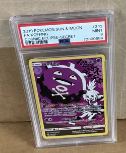 2019 Pokemon Sun & Moon Cosmic Eclipse Koffing Full Art #243 PSA 9 - Image 1