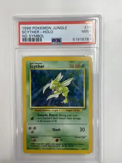 1999 Pokemon Jungle Scyther Holo #10 No Symbol PSA 9 - Image 1