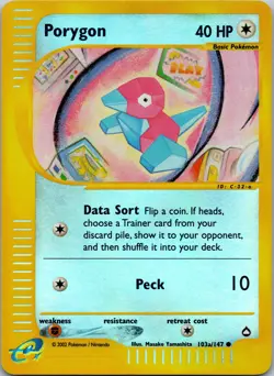 Porygon (103a) 103a/147 Aquapolis Reverse Holo Pokemon TCG NM - Image 1