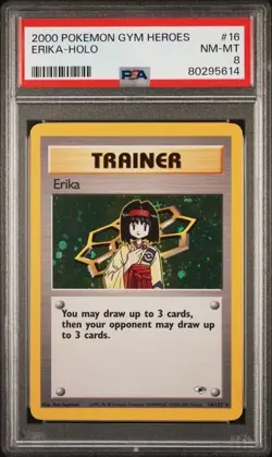 Pokemon Erika | Gym Heroes Unlimited 2000 | Holo | #16 16/132 | PSA 8 - Image 1