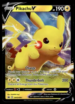 Pokemon TCG SWSH: Sword & Shield Promo Cards #SWSH061 Pikachu V LP - Image 1