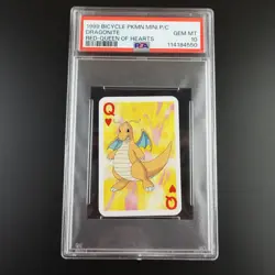 PSA 10 Dragonite Queen of Hearts Graded Pokemon Mini Bicycle Card - Image 1