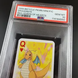 PSA 10 Dragonite Queen of Hearts Graded Pokemon Mini Bicycle Card - Image 2