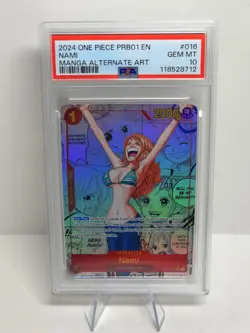 One Piece Trading Card Nami Manga Alt Art OP01-016 PRB-01 English Mint PSA 10 - Image 1