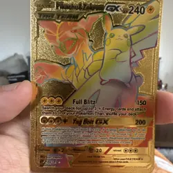 Pokemon Pikachu & Zekrom GX Tag Team Gold Foil Rainbow Art Card 184/181 HP240 - Image 1