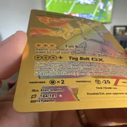 Pokemon Pikachu & Zekrom GX Tag Team Gold Foil Rainbow Art Card 184/181 HP240 - Image 4