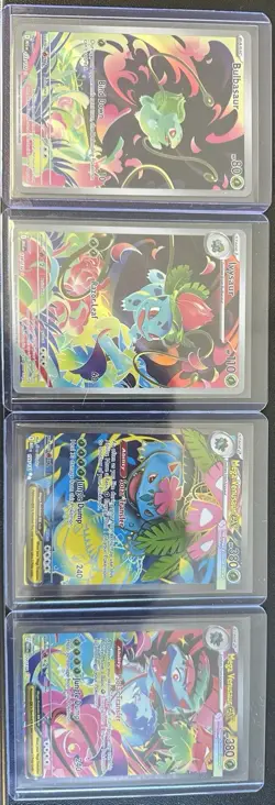 Mega Evaluation Bulbasaur Evolution Set of 4 Pokemon Trading Card - Image 1