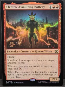 Electro, Assaulting Battery FOIL Prerelease Marvel's Spider-Man MTG Magic NM - Image 1