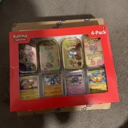 Pokemon TCG SV 151 Mini Tins 4 Pack Sam’s Club Exclusive Sealed In Hand - Image 1