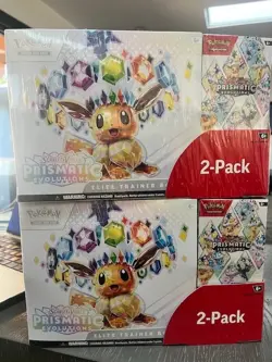 Pokemon TCG Prismatic Evolutions ETB with Booster Bundle Costco 2-Pack Sealed - Image 1
