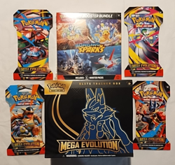 POKEMON MEGA EVOLUTION ETB/SURGING SPARKS BOOSTER BUNDLE/MEGA EVO SLEEVED PACKS - Image 1