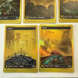 5x FIRST PLACE FOIL Basic Land Complete Set Aetherdrift DFT MTG Mint Unplayed NM - Image 3