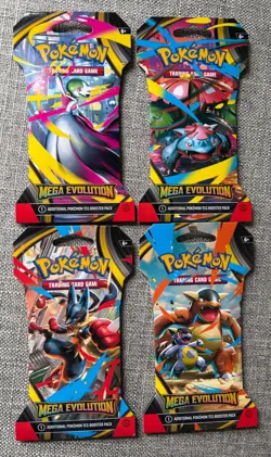 4x Pokemon TCG Mega Evolution Base Set Sleeved Packs BRAND NEW Art Set - Image 1
