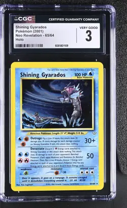 CGC 3 Shining Gyarados 2001 Neo Revelation 65/64 Holo Pokemon Card - Image 1