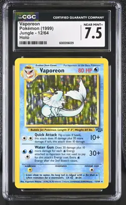 CGC 7.5 Vaporeon 1999 Jungle 12/64 Holo Pokemon Card - Image 1