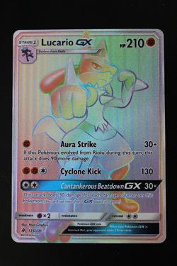 Lucario GX Rainbow Secret Rare 135/131 Forbidden Light Pokemon Card - Image 3