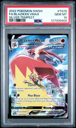 2022 POKEMON SWORD & SHIELD SILVER TEMPEST #TG15 FULL ART/BLAZIKEN VMAX PSA 10 - Image 1