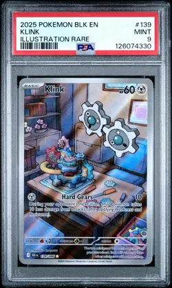 2025 POKEMON BLK EN-BLACK BOLT ILLUSTRATION RARE #139 KLINK PSA 9 - Image 1