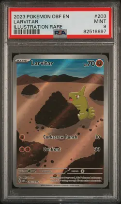 2023 POKEMON OBF EN-OBSIDIAN FLAMES ILLUSTRATION RARE #203 LARVITAR PSA 9 - Image 1