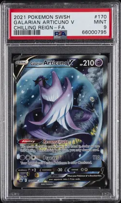 2021 POKEMON SWORD & SHIELD CHILLING REIGN FULL ART/GALARIAN ARTICUNO V PSA 9 - Image 1