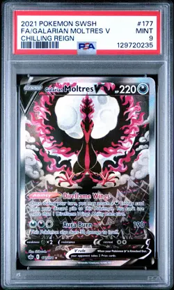 2021 POKEMON SWORD & SHIELD CHILLING REIGN FULL ART/GALARIAN MOLTRES V PSA 9 - Image 1